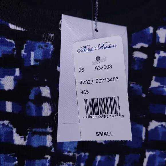 Brooks Brothers Cardigan Womens Small Blue Twinset Abstract Cotton Jersey NWT - Picture 10 of 12